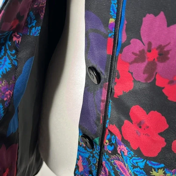 Goldwater Creek Sateen Floral Patchwork Pattern Japanese Style Jacket L - Picture 4 of 16